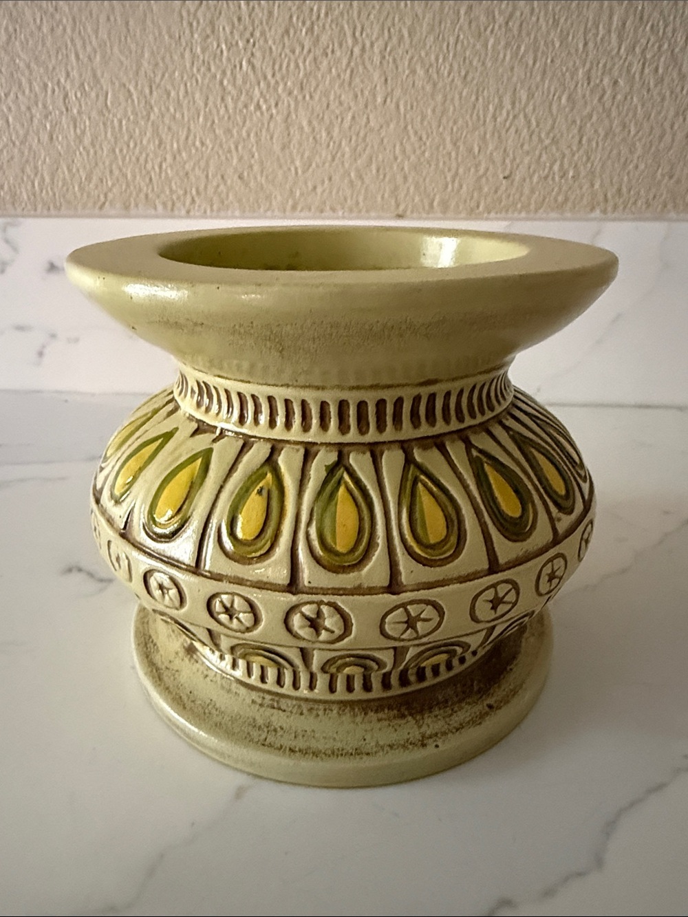 Mid Century  Ceramic Pedestal Pillar Candlestick Holder